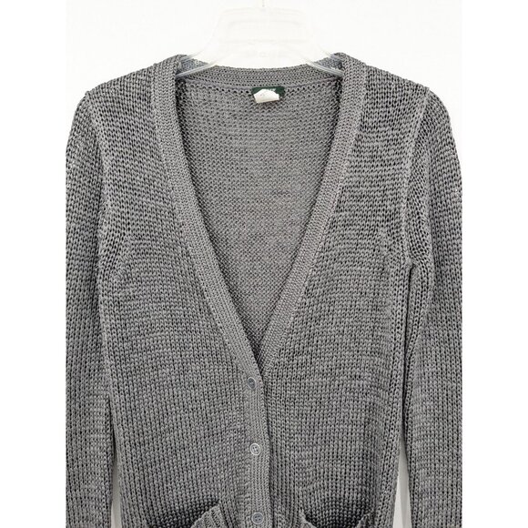 J.Crew Metallic Open Knit Cardigan Women Size S Button Up Pockets Capsule Preppy - Picture 9 of 9